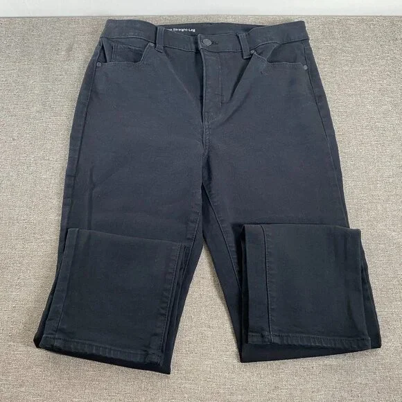 Talbots PETITE Flawless Straight Leg Denim Jeans Women's 10P High Rise Black - Picture 3 of 14